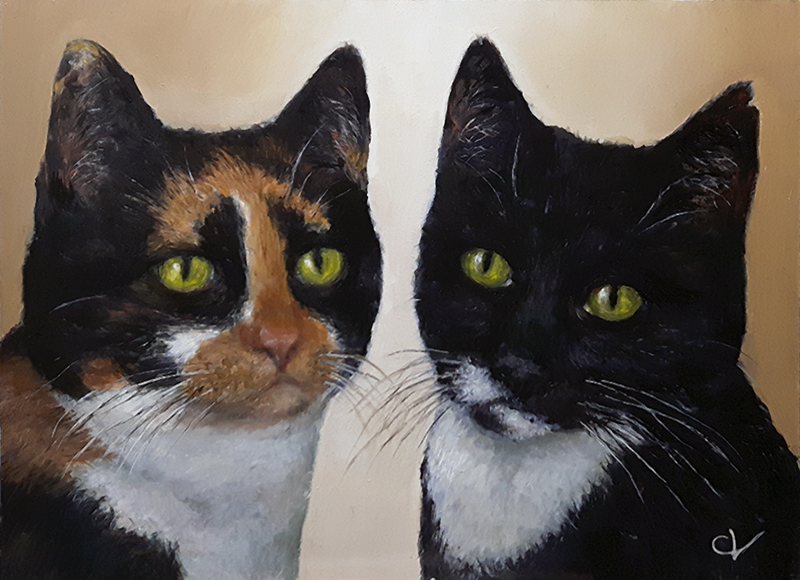 schilderij dieren kat katten olieverf