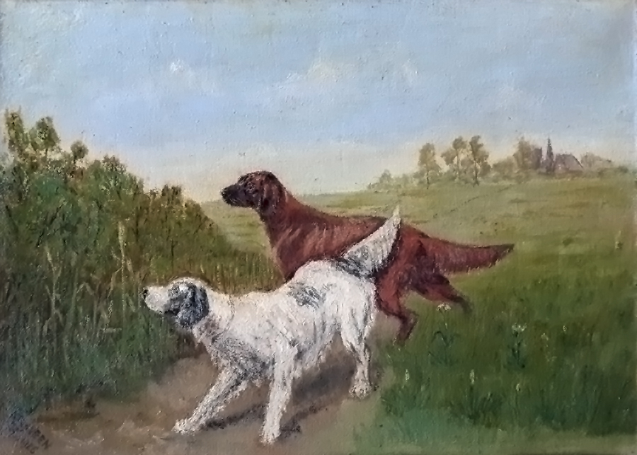 schilderij Engelse Setter  Ierse Setter honden